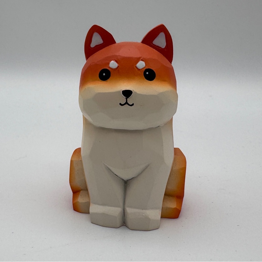 Shiba Inu Puppy Dog Canine wood carved figurine